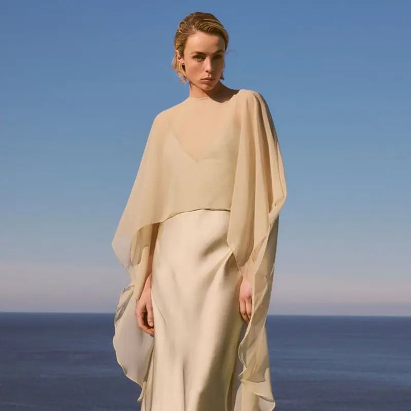 2023 Spring New Women's Wear Asymmetric Sheer Cloak Coat  blusa feminina  blouse for women  shirts