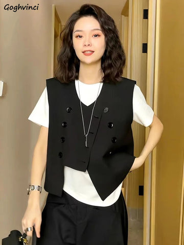 Vests Women Spring Simple Design Elegant Tender All-match Daily British Style Classic Creativity Stylish V-neck Y2k Outwear Cozy